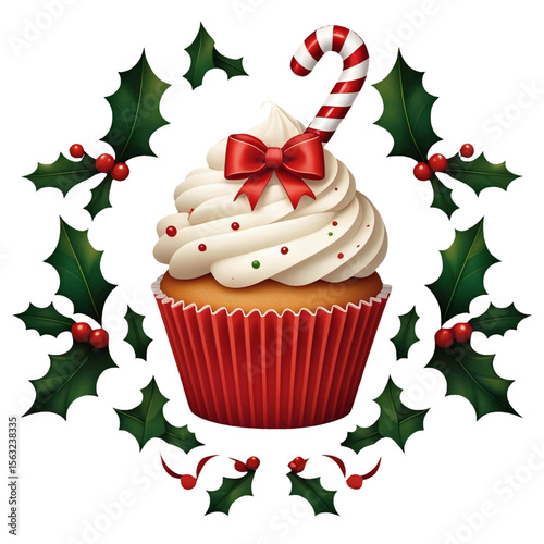 Isolated transparent png of christmas cupcake