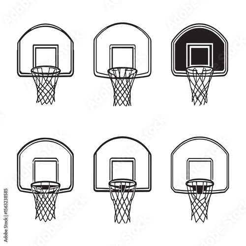 simple basketball basket outline graphic for sports concept