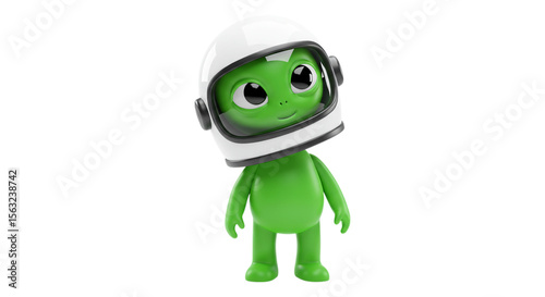 Astronaut Alien Adventure: Captivating cartoon rendering of an alien astronaut, sparking imagination and wonder, against a studio backdrop.