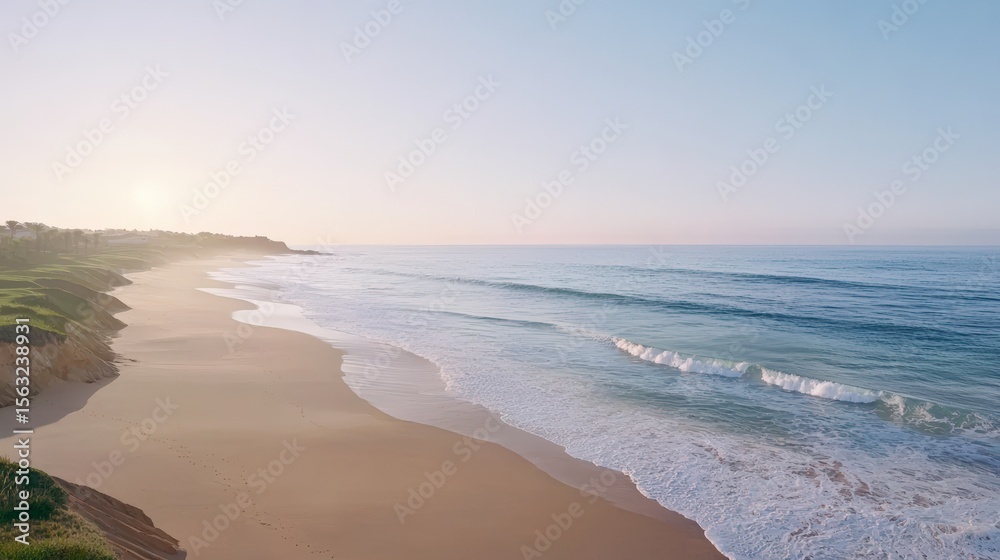 Fototapeta premium Sand dunes partially covered by mist, creating an ethereal atmosphere for upscale branding projects