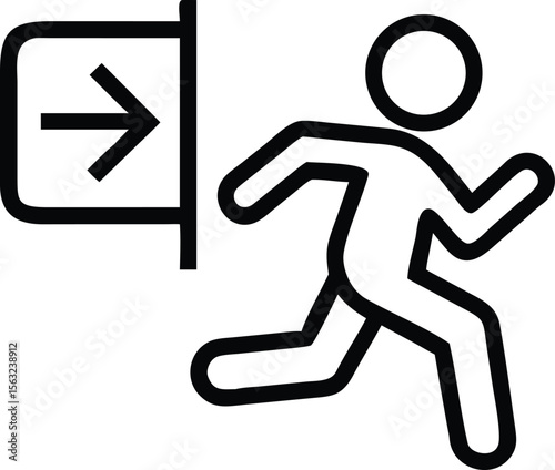 Running man exiting door with arrow icon illustration sign