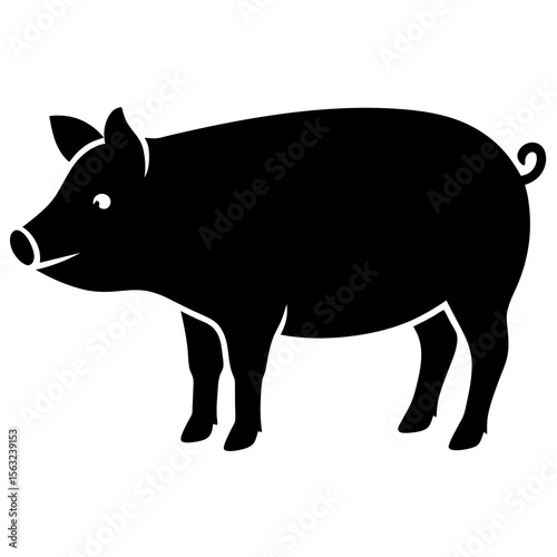 black silhouette of a pig