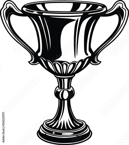 Shiny silver and gold champion cups isolated on white background symbolize success, victory, and first-place achievement in competition