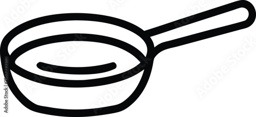 Saucepan with liquid outline cooking utensil line art illustration