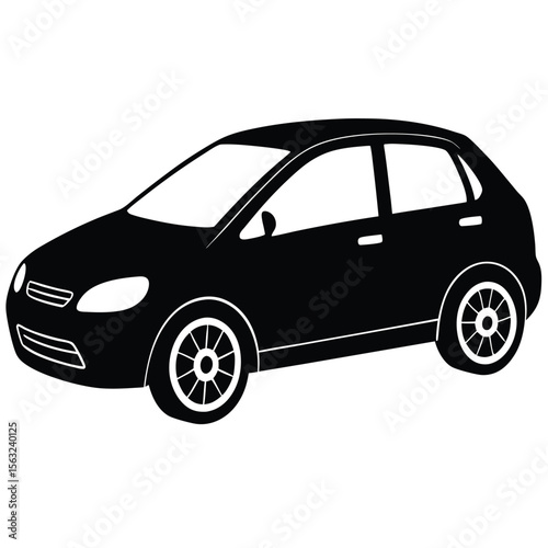 Black hatchback automobile with white accents vehicle