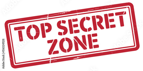 Red Top Secret Zone Stamp on White Background for Confidentiality