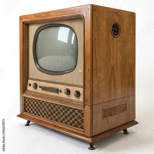 old tv set isolated on white background