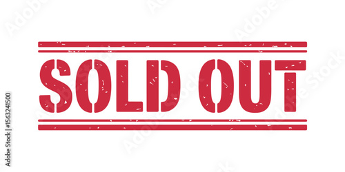 Red Sold Out Stamp Illustration on White Background for Commerce