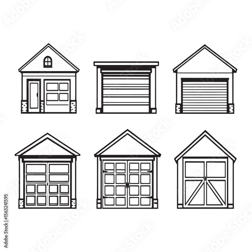 Simple line drawing of a home car garage structure