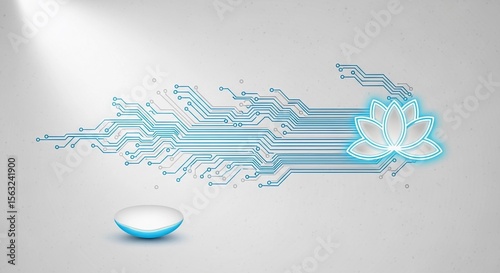 Abstract Technology Lotus Flower Design Circuit Board Background