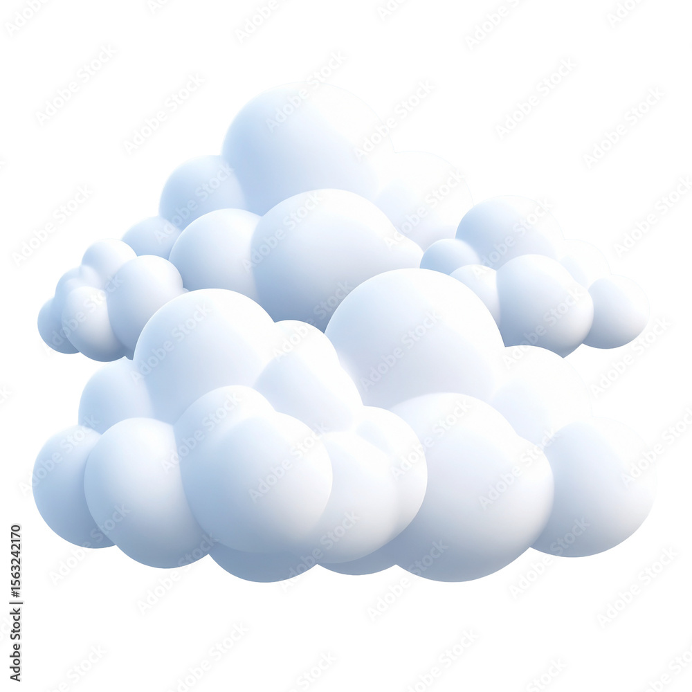 Fluffy White Cloud: A soft, ethereal 3D render of a fluffy white cloud, floating gently against a seamless sky. Fluffy White Cloud: A soft, ethereal 3D render of a fluffy white cloud, floating gently against a seamless sky.