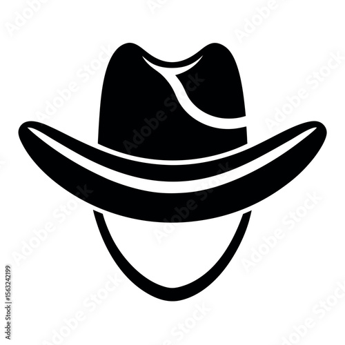 Black and White Cowboy Hat Graphic, Modern Style, Western Fashion Illustration Design
