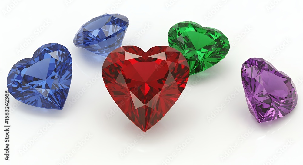 Fototapeta premium Heart shaped gemstones colorful gemstone display