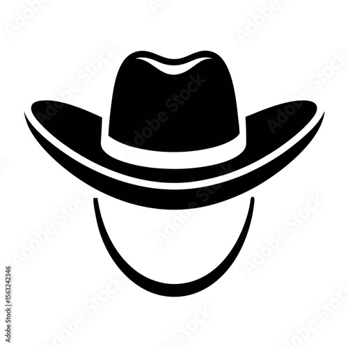 Silhouette of a Cowboy Black Cowboy Hat With Chin Strap Representation
