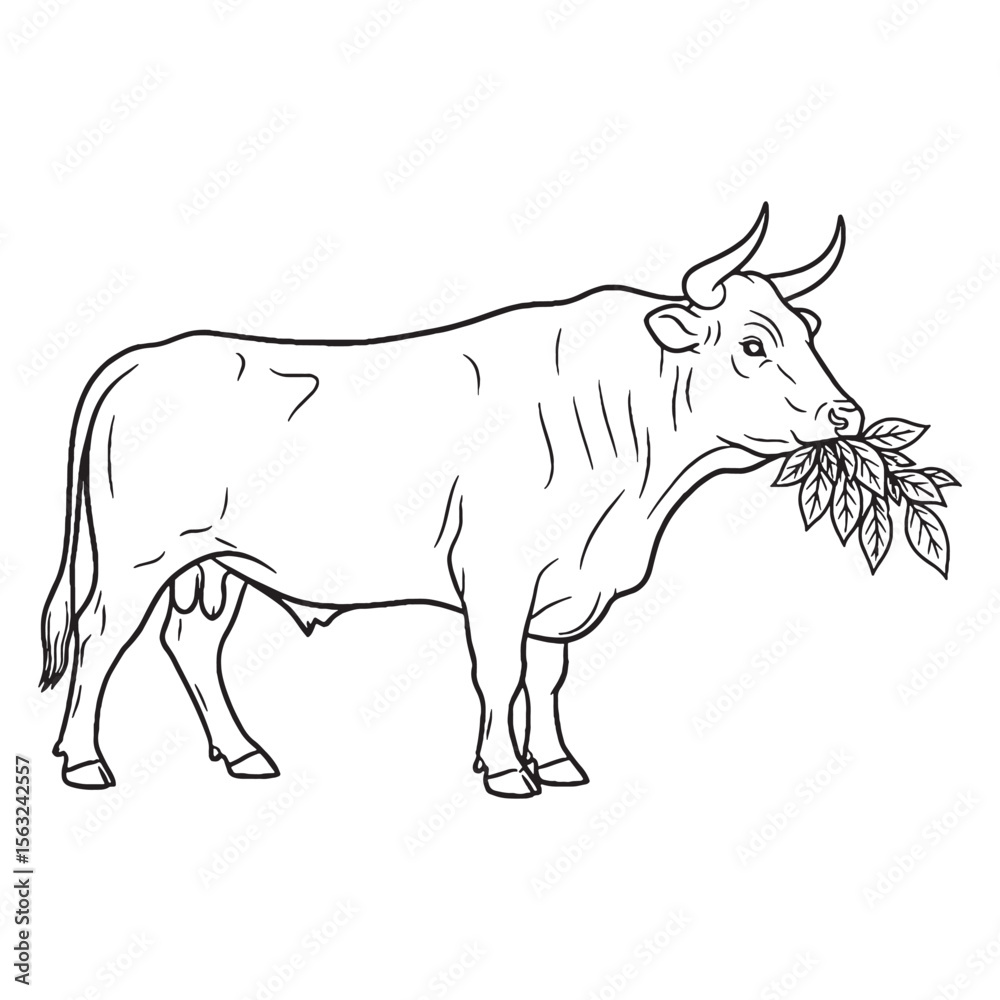 Fototapeta premium Find your next visual - with this Serene Ox Vector - featuring calm Ox Lineart ideal for backgrounds - a peaceful Ox Icon - inviting Vector Lineart of Ox for compositing.