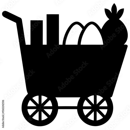 Cart with Groceries Silhouette