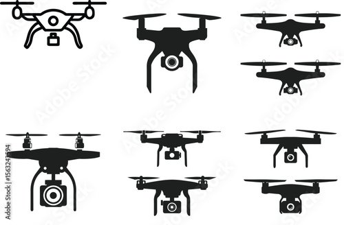 Drone silhouettes various types aerial photography technology