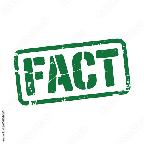 Green grunge rubber stamp with the word fact on white