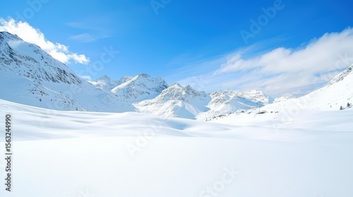 Fototapeta Naklejka Na Ścianę i Meble -  Pristine snow-like texture of untouched sand dunes contrasts sharply with vivid skies