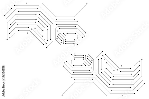 Vector : Electronic circuit with gray grid on white background.