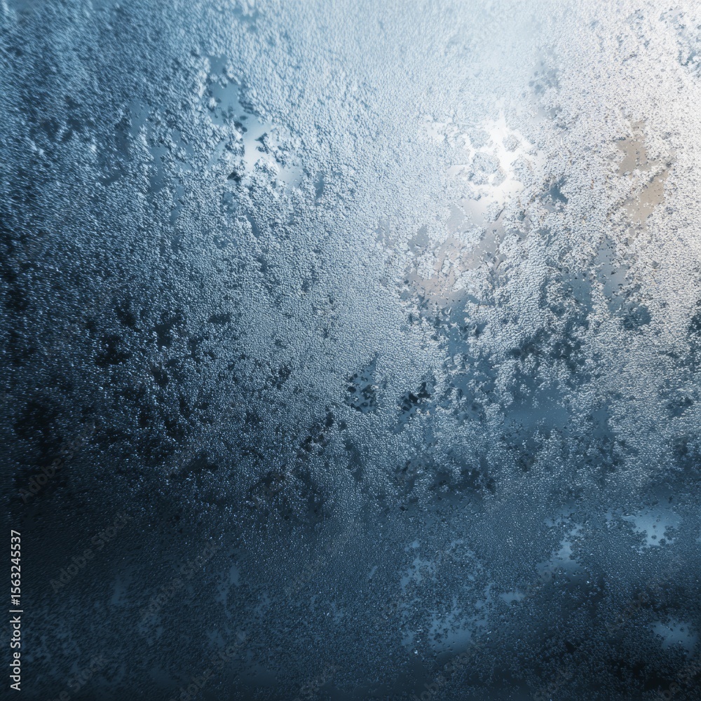 Obraz premium Frosted Glass Close-Up with Icy Patterns and Soft Light Effects