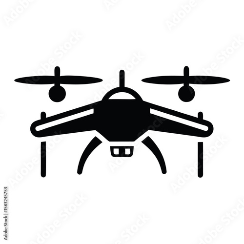 Front View of a Silhouette Drone with Rotors and Landing Gear Design