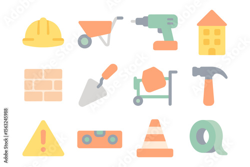 Construction tools vector illustration: flat design for educational materials and diy guides
