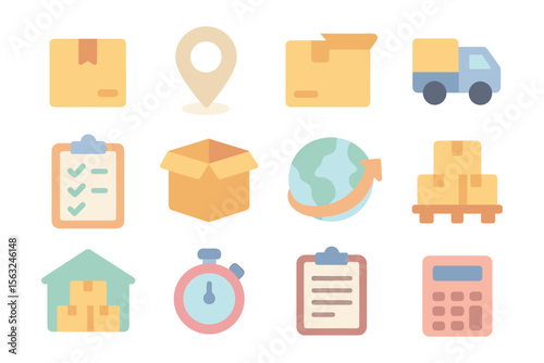 Vector illustration of logistics and delivery icons for flat design projects