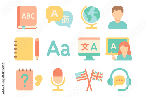 Language learning flat vector illustration for educational design and posters