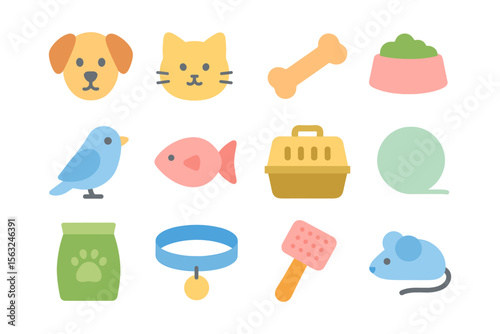 Cute pet supplies vector illustration for design