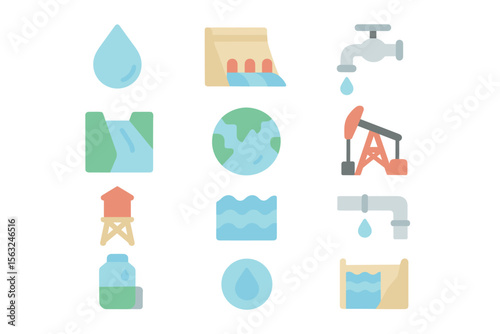 Water conservation vector illustration: sustainable resources and management in flat design