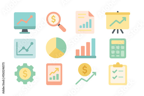 Wallpaper Mural Business analytics icons vector illustration for financial presentation design in flat style Torontodigital.ca
