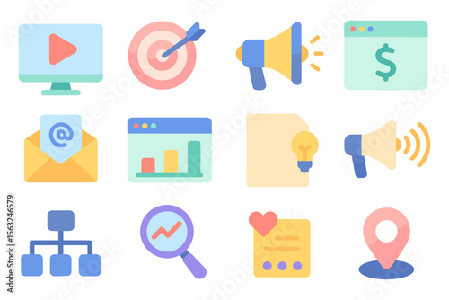 Digital marketing strategy vector illustration for web and app design in flat style