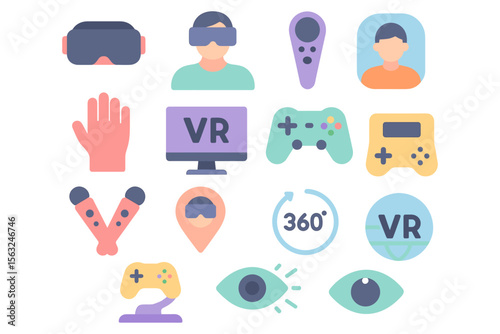 Virtual reality icons set vector illustration for digital design