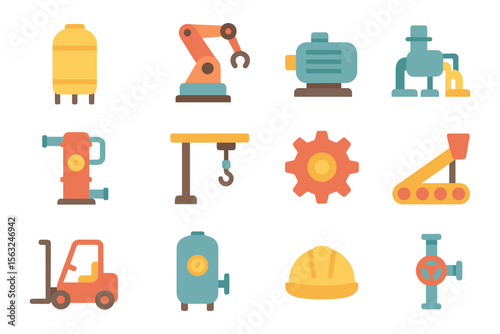 Industrial equipment vector illustration for design projects in flat style
