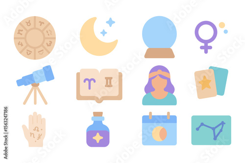 Horoscope and astrology icons vector illustration for zodiac design