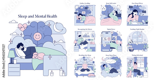Sleep and Mental Health Vector Illustration Series