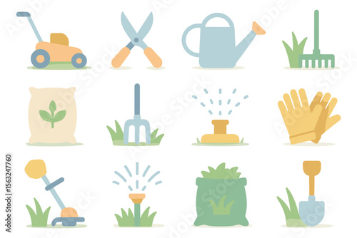 Garden tools vector illustration - flat style design for posters and cards