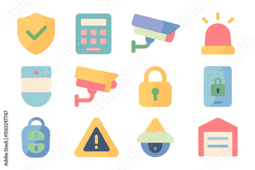 Security icons vector illustration for app and web design in flat style