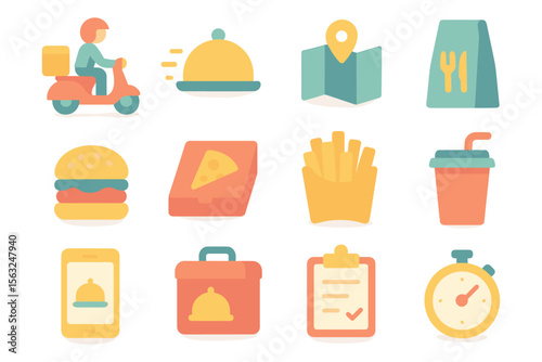 Food delivery service vector illustration - flat design for digital applications
