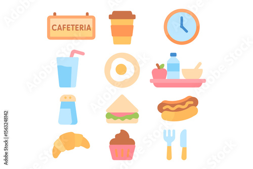 Cafeteria icons vector illustration for menu design in flat style