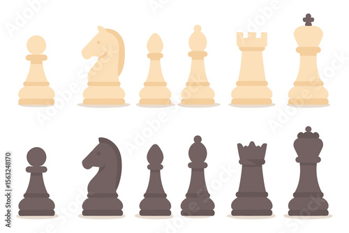 Chess pieces set vector illustration for game design in flat style