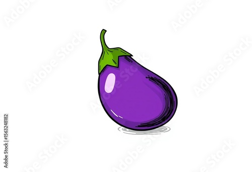 Whimsical hand-drawn eggplant, vector doodle style, cartoonish purple vegetable illustration,  cute,  purple color