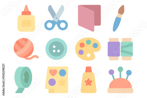 Craft supplies vector illustration: flat design for diy projects and crafts