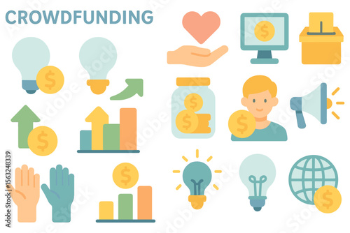 Crowdfunding concept vector illustration for infographic design in flat style