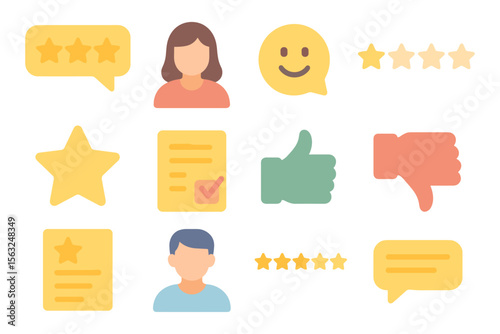 Customer feedback vector illustration for digital rating icons and user reviews in flat style