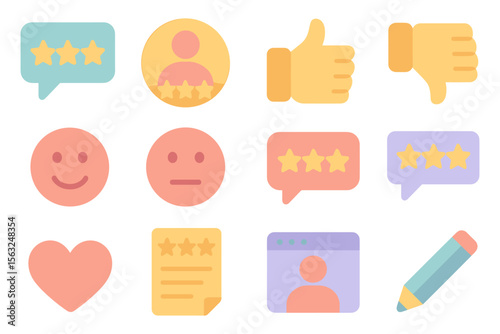 Customer feedback icons vector illustration: flat design for user interface and rating systems