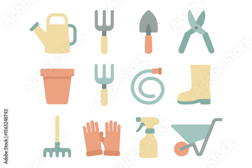 Gardening tools vector illustration: flat style design for home and garden projects