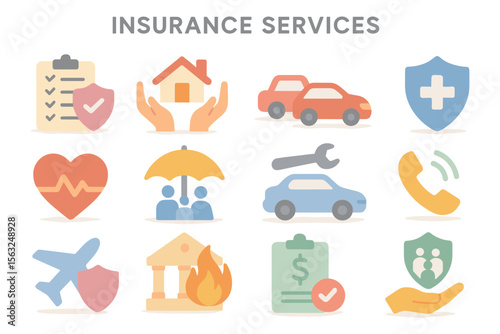 Insurance services vector illustration: flat design for promotional use