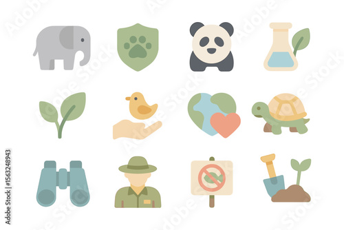 Wildlife conservation vector illustration: flat design for educational posters and print